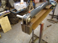  Top mounts, mounting pin (to be shortened), and strengthening box below - all ready for welding up next time